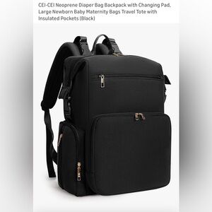 Stylish Black Diaper Bag with Gold Accents